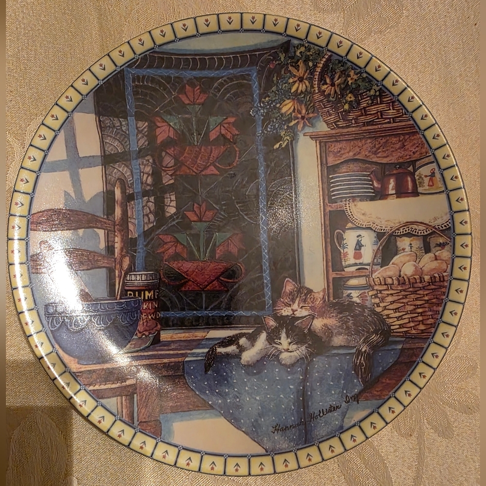 Lazy Morning Plate, Cozy Country Corner,Edwin Knowles, Charming Cat Decor Plate,
